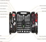 TLGREEN 95 Piece Tool Set, Tool Kit, Mechanics Tool Set, Portable Toolbox with Adjustable Wrench Pliers Socket Bits, with Plastic Toolbox, for House Apartment Garage (Red) - Image 4