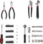 TLGREEN 95 Piece Tool Set, Tool Kit, Mechanics Tool Set, Portable Toolbox with Adjustable Wrench Pliers Socket Bits, with Plastic Toolbox, for House Apartment Garage (Red) - Image 5