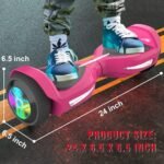 All Terrain Hover Board with Flash LED Lights and Wireless Speakers, Electric Hoverboard Supports Up to 165 lbs, Self Balancing Scooter Gift for Kids (Pink) - Image 5