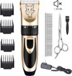 Dog Grooming Kit Clippers, Low Noise, Electric Quiet, Rechargeable, Cordless, Pet Hair Thick Coats Clippers Trimmers Set, Suitable for Dogs, Cats, and Other Pets (Gold) - Image 3