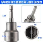 Dreyoo 2 Pack RV Scissor Jack Socket, 3/4" or 19mm Drill Adapter with 1/4" Hex Shank, Camper Trailer Stabilizer Jack Tool for RV, Car, Travel Trailer Leveling(Silver Gray) - Image 3