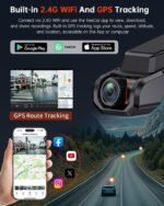 Dash Cam Front and Rear, 4K Ultra HD+1080P Dash Camera for Cars, Built-in Wi-Fi GPS, Included 32GB Card, 2.0'' IPS Screen Mini Car Camera, App, Night Vision, 170°Wide Angle, 24H Parking Mode - Image 5