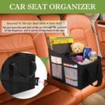 BLIRITEL Car Seat Organizer for Front & Back Seat, Passenger Seat Organizer, Small Car Seat Storage Caddy for kids & Adult with Divide, Handles and Multiple Mesh Pockets (Black) - Image 3