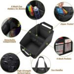 BLIRITEL Car Seat Organizer for Front & Back Seat, Passenger Seat Organizer, Small Car Seat Storage Caddy for kids & Adult with Divide, Handles and Multiple Mesh Pockets (Black) - Image 5