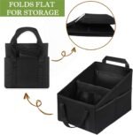 BLIRITEL Car Seat Organizer for Front & Back Seat, Passenger Seat Organizer, Small Car Seat Storage Caddy for kids & Adult with Divide, Handles and Multiple Mesh Pockets (Black) - Image 6