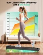 Walking Pad with 10% Incline & Handle Bar, Low Noise Walking Pad Treadmill for Home Small, Upgrade 3.5HP Treadmill with Incline, 4 in 1 Portable Compact Walking Pad with Incline/APP 350lbs - Image 3