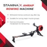 Stamina X AMRAP Rower Machine with Smart Workout App - Foldable Rowing Machine with Dynamic Air Resistance for Home Gym Fitness - Up to 300 lbs Weight Capacity - Image 3
