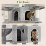 Globlazer Cat Trees and Towers for Multiple Adult Cats, 82-inch XXL Tall Cat Tree Tower for Indoor Cats with Scratching Post, 3 Perches, 2 Condos, 2 Hanging Baskets, F82, Light Grey - Image 5