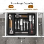Extra Large Expandable Silverware Organizer, BPA-Free Food-Safe Cutlery Flatware Organizer, Kitchen Utensil Drawer Organizer, Adjustable Silverware Holder for Spoons Forks Knives, Black - Image 3