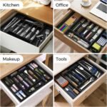 Extra Large Expandable Silverware Organizer, BPA-Free Food-Safe Cutlery Flatware Organizer, Kitchen Utensil Drawer Organizer, Adjustable Silverware Holder for Spoons Forks Knives, Black - Image 7