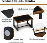 Wooden Step Stool with Non-Slip mat,Bed Steping Stool for Adult Hold up to 500lbs，Wood One Step for Kitchen, Bedroom, Living Room, Bathroom… (Brown) - Image 3