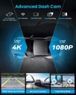 Portable Apple Carplay Screen, 10’’ Car Stereo Wireless Car Play & Android Auto Touch Screen, 4K Dash Cam, 1080P Backup Camera, Mirror Link/Voice Control/Music Play/GPS Navigation - Image 5