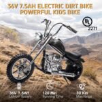36V Electric Motorcycle for Kids, 350W Strong Motor Electric Dirt Bike with Leather Seat & Headlights, Air-Filled Tires, Electric Motorcycle for Kids Age 13+, Black - Image 3