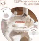 Cat Tree 32 Inches Small Cat Tree for Large Cats Adult Cat Tower with Scratching Post,15.7”Large Hammock and Self Groomer, and Removable Top Perch and Wide Condo for Indoor Cats-Beige - Image 3