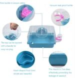 Pet Hamster Cage with Running Wheel Water Bottle Food Basin Portable Carrier House Mice Home Habitat for Going Out, Traveling (Blue) - Image 4