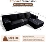 Cloud Sectional Sofa, Boneless Couch for Living Room, No Assembly Required, Deep Seat, Modern Minimalist Modular Couch, Free Combination, 103" L-Shape with Chaise, Plush Corduroy, Right - Image 3