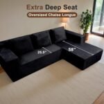 Cloud Sectional Sofa, Boneless Couch for Living Room, No Assembly Required, Deep Seat, Modern Minimalist Modular Couch, Free Combination, 103" L-Shape with Chaise, Plush Corduroy, Right - Image 4