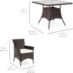 Best Choice Products 5-Piece Indoor Outdoor Wicker Dining Set Furniture for Patio, Backyard w/Square Glass Tabletop, Umbrella Cutout, 4 Chairs - Cream - Image 8