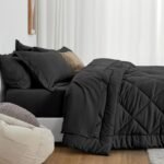 Love's cabin King Size Comforter Set Black, 7 Pieces King Bed in a Bag, All Season Bedding Sets with 1 Comforter, 1 Flat Sheet, 1 Fitted Sheet, 2 Pillowcase and 2 Pillow Sham - Image 6