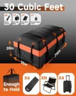 Car Rooftop Cargo Carrier Bag, 30 Cubic Feet Soft-Shell Car Roof Luggage Bag for All Vehicles with/Without Racks, Include 2 Reinforced Straps, 6 Door Hooks, Anti-Slip Mat, Luggage Lock - Image 3