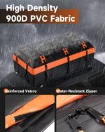 Car Rooftop Cargo Carrier Bag, 30 Cubic Feet Soft-Shell Car Roof Luggage Bag for All Vehicles with/Without Racks, Include 2 Reinforced Straps, 6 Door Hooks, Anti-Slip Mat, Luggage Lock - Image 5