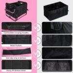 Trunk Organizer for Car, 95L Large Capacity Trunk Storage with Non-Slip Bottom Strips, Cargo Organizer for Suv, Truck, Sedan, Waterproof Portable Car Organizers for Women Men(Pink) - Image 3