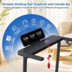 Walking Pad Treadmill with Handle Bar, Compact Portable Treadmills for Home Small, Electric Walking Pads with Handles, 3.5HP Quiet and LED Display, 400 LBS Capacity - Image 3