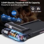 Walking Pad Treadmill with Handle Bar, Compact Portable Treadmills for Home Small, Electric Walking Pads with Handles, 3.5HP Quiet and LED Display, 400 LBS Capacity - Image 4