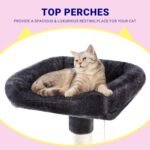 Allewie 73in Fan-Shaped Space-Saving Corner Cat Tower/Multi-Level Tall Cat Tree for Indoor Kitties/Cozy Baskets/Condos/House/Perches/Sisal Scratching Posts/Pet Activity Center/Dark Grey - Image 5