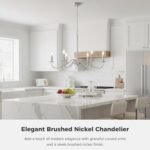 27.5'' Brushed Nickel Chandelier, 6-Light Farmhouse Chandelier for Dining Room Lighting Fixture, Rustic Industrial Modern Candle Chandelier for Bedroom, Kitchen, Living Room, Foyer, Hallway - Image 3