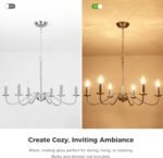 27.5'' Brushed Nickel Chandelier, 6-Light Farmhouse Chandelier for Dining Room Lighting Fixture, Rustic Industrial Modern Candle Chandelier for Bedroom, Kitchen, Living Room, Foyer, Hallway - Image 6