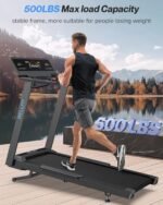 WELLFIT Auto Incline Treadmill, 10% Incline Heavyduty Treadmill with Pulse Sensor, 4.5HP, 10 MPH, 500 lbs Capacity, 20'' x 55'' Running Area Treadmills with Bluetooth Player & LED Display - Image 3