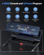 WELLFIT Auto Incline Treadmill, 10% Incline Heavyduty Treadmill with Pulse Sensor, 4.5HP, 10 MPH, 500 lbs Capacity, 20'' x 55'' Running Area Treadmills with Bluetooth Player & LED Display - Image 4