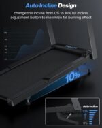 WELLFIT Auto Incline Treadmill, 10% Incline Heavyduty Treadmill with Pulse Sensor, 4.5HP, 10 MPH, 500 lbs Capacity, 20'' x 55'' Running Area Treadmills with Bluetooth Player & LED Display - Image 5