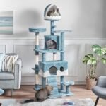 Yaheetech Cat Tree, 72.5inch Ocean-Themed Cat Tower, Multi-Level Large Cat Tree for Indoor Cats with Shark's Mouth Bed & 2 Big Condos & 2 Wide Perches & Funny Toys, Blue & White - Image 3