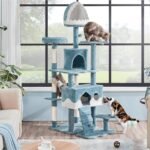 Yaheetech Cat Tree, 72.5inch Ocean-Themed Cat Tower, Multi-Level Large Cat Tree for Indoor Cats with Shark's Mouth Bed & 2 Big Condos & 2 Wide Perches & Funny Toys, Blue & White - Image 4