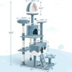 Yaheetech Cat Tree, 72.5inch Ocean-Themed Cat Tower, Multi-Level Large Cat Tree for Indoor Cats with Shark's Mouth Bed & 2 Big Condos & 2 Wide Perches & Funny Toys, Blue & White - Image 8