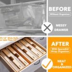 SpaceAid WrapNeat 3 in 1 Wrap Organizer with Cutter and Labels, Plastic Wrap, Aluminum Foil and Wax Bamboo Dispenser for Kitchen Storage Organization Holder for 12" Roll (Natural) - Image 3