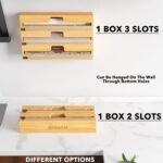 SpaceAid WrapNeat 3 in 1 Wrap Organizer with Cutter and Labels, Plastic Wrap, Aluminum Foil and Wax Bamboo Dispenser for Kitchen Storage Organization Holder for 12" Roll (Natural) - Image 4
