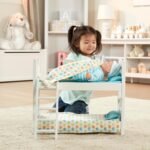 Melissa & Doug Mine to Love Wooden Play Bunk Bed for Dolls up to 18 inches-Stuffed Animals - White (2 Beds, 17.4”H x 9.1”W x 20.7”L Assembled and Stacked) - Image 3