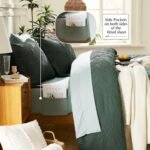 Geniospin Queen Comforter Set - 7 Pieces Dark Green Bedding Set, Botanical Textured Comforter Bed Set, All Season Lightweight Bed in a Bag with Comforter, Sheets, Pillowcases & Shams - Image 5