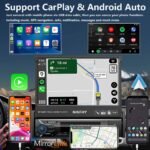 Naifay Single Din Touchscreen Car Stereo with Carplay & Android Auto, 7inch Flip Out Screen Car Stereo with Bluetooth Car Audio Receivers, Backup Camera, FM Radio/Mirror Link/USB/AUX/TF/Subwoofer - Image 3