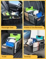 Car Seat Organizer, Front Seat Organizer, Collapsible Car Organizer and Storage for Backseat and Passenger Seat, Big Capacity with Elastic Bands can Hold Cups, Car Travel Essentials for Kids - Image 3