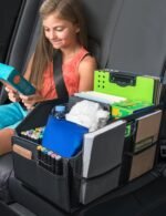 Car Seat Organizer, Front Seat Organizer, Collapsible Car Organizer and Storage for Backseat and Passenger Seat, Big Capacity with Elastic Bands can Hold Cups, Car Travel Essentials for Kids - Image 5