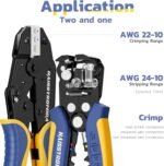 haisstronica Wire Stripper and Crimping Tool,AWG 24-10 Automatic Stripper Tool with AWG 22-10 Ratchet Wire Crimper For Heat Shrink Connectors - Image 3