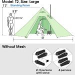 4 Persons 5lb Lightweight Tipi Hot Tents with Stove Jack, 7'3" Standing Room, Teepee Tent for Hunting Family Team Backpacking Camping Hiking - Image 5