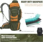 Bseash 70L (65+5) Waterproof Hiking Camping Backpack with Rain Cover, Outdoor Sport Travel Daypack for Climbing Touring (Army Green) - Image 7