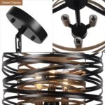 3-Light Dining Room Chandelier，12.6" Rustic Black Drum Chandeliers，Wood Grain and Vintage Light Fixture for Kitchen Entryway Living Room - Image 7