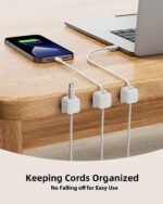 8 Pack Magnetic Cord Organizer Holder,Strong Adhesive Desk Cable Management Easy Open,Organize Phone Charging Cords Wire Holder Organizer Neatly for Home,Office,Car,Desk,Nightstand-White - Image 3