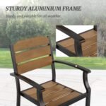 Patio Table and Chairs Set, Patio Furniture Set, 7-Piece, HDPS All-Weather Material Outdoor Dining Set, Outdoor Furniture Set with Umbrella Hole, Brown-Oil Printed - Image 5